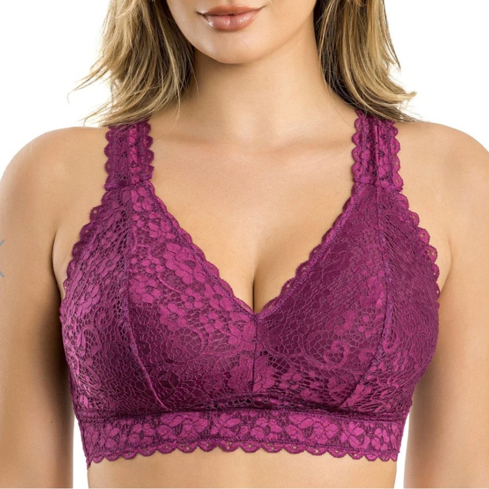 Parfait Adriana Lace Wireless Bralette 32FF (UK) / 32H (US) in Magenta